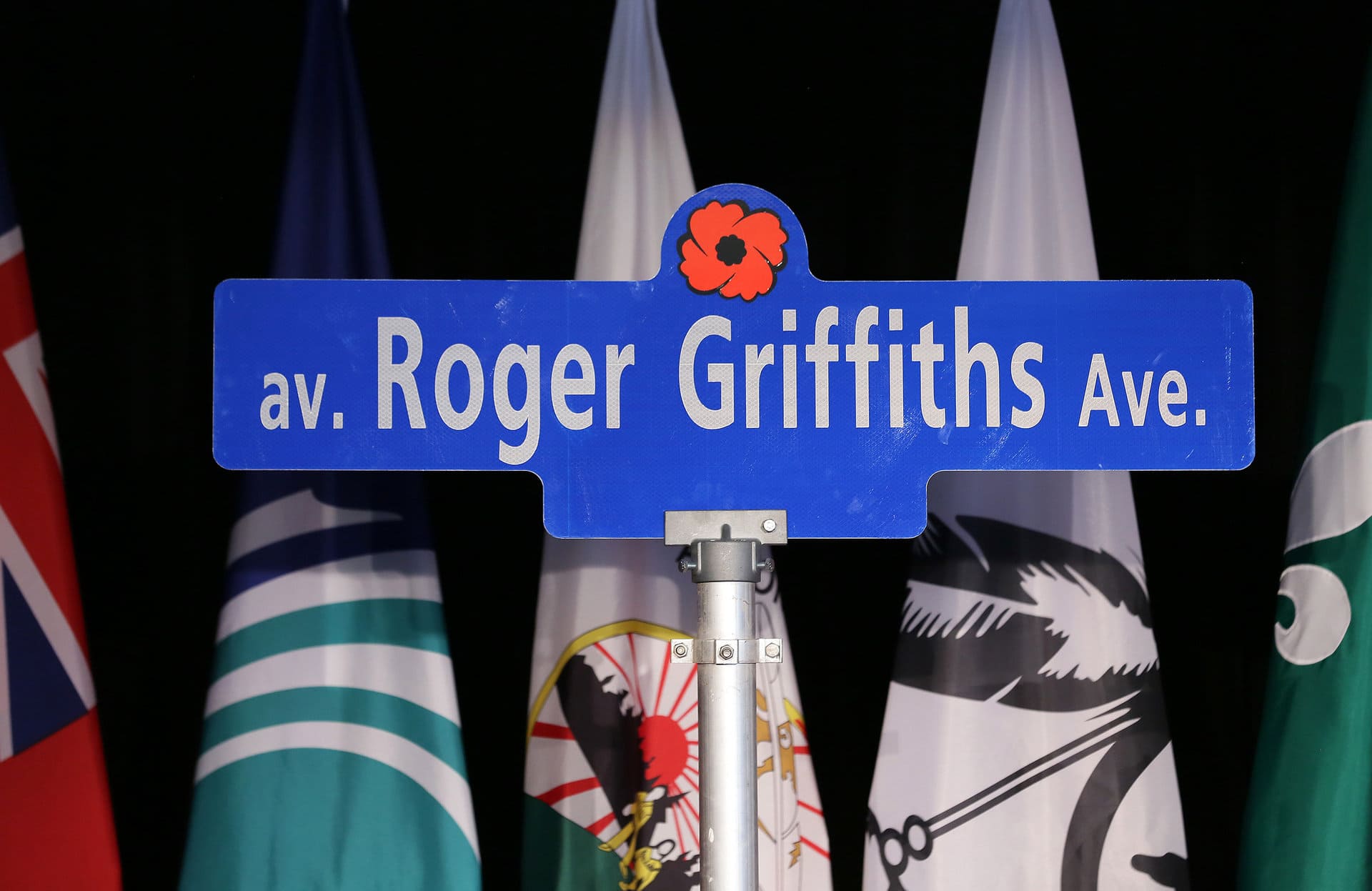 Roger Griffiths street sign. Street naming ceremony for Roger Griffiths. Photo by John Major.