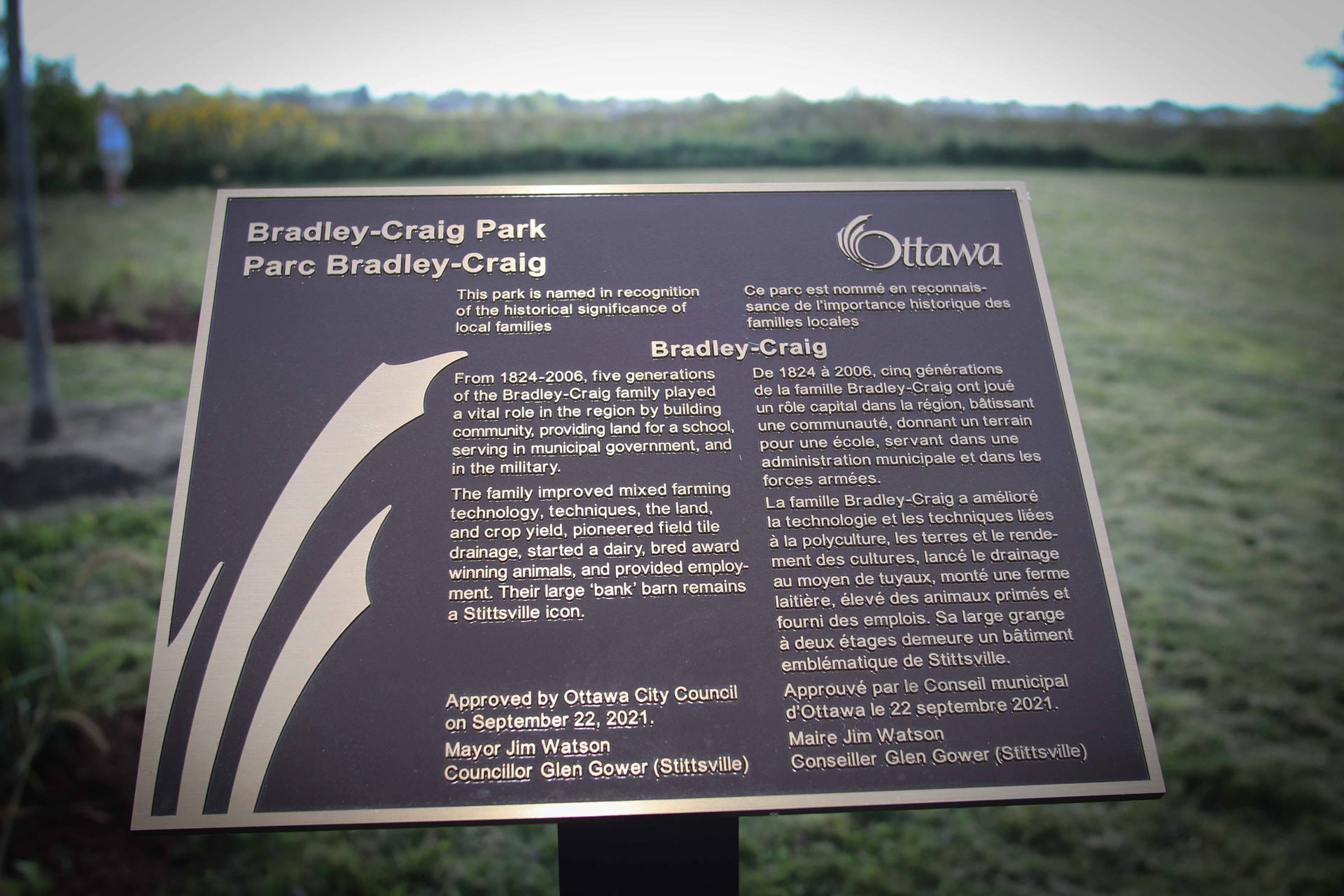 Official naming ceremony at Bradley-Craig Park. September 7, 2023. Photo by Barry Gray.