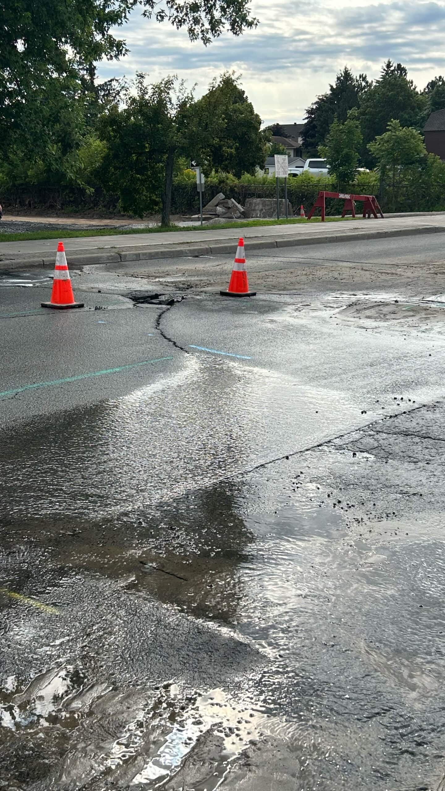 Stittsville Main Street watermain break near Frederick Banting school